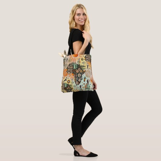 Africa Map Decorative Tribal Elements Pattern Tote Bag (Op model)