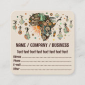 Africa Map Decorative Tribal Elements Pattern Vierkante Visitekaartje (Voorkant)