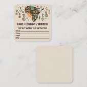 Africa Map Decorative Tribal Elements Pattern Vierkante Visitekaartje (Voorkant / Achterkant)