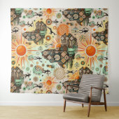 Africa Map Decorative Tribal Elements Pattern Wandkleed (In Situ (horizontaal))