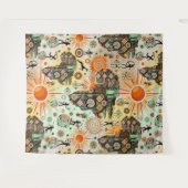 Africa Map Decorative Tribal Elements Pattern Wandkleed (Voorkant (horizontaal))