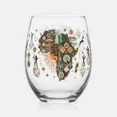 Africa Map Decorative Tribal Elements Pattern Wijnglas Zonder Voet (Achterkant)