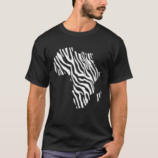 Africa Map Filled With Zebra White Stripes Print P T-shirt (Voorkant)