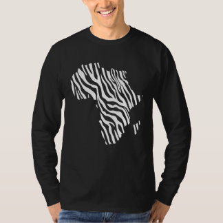 Africa Map Filled With Zebra White Stripes Print P T-shirt