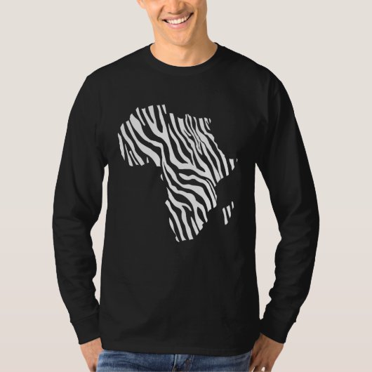 Africa Map Filled With Zebra White Stripes Print P T-shirt (Voorkant)
