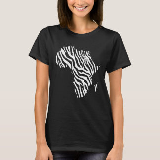 Africa Map Filled With Zebra White Stripes Print P T-shirt