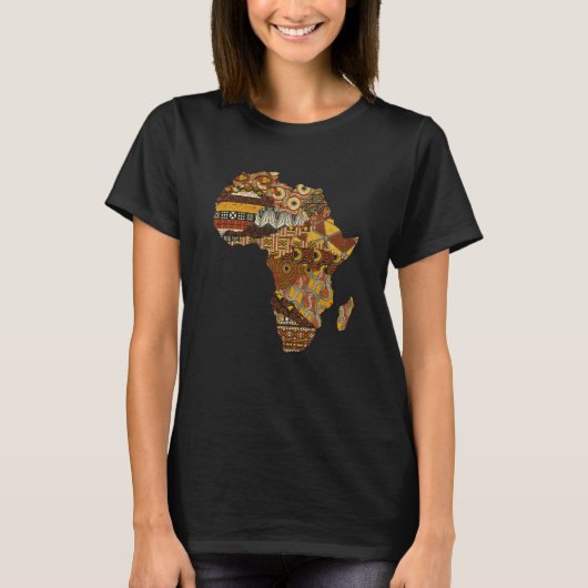 Africa Map Kente Cloth Black History Maand Afro Af T-shirt (Voorkant)