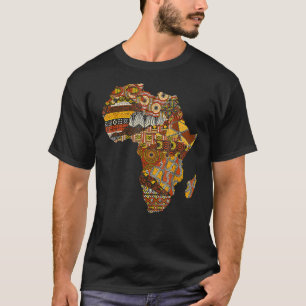 Africa Map Kente Cloth Black History Maand Afro Af T-shirt
