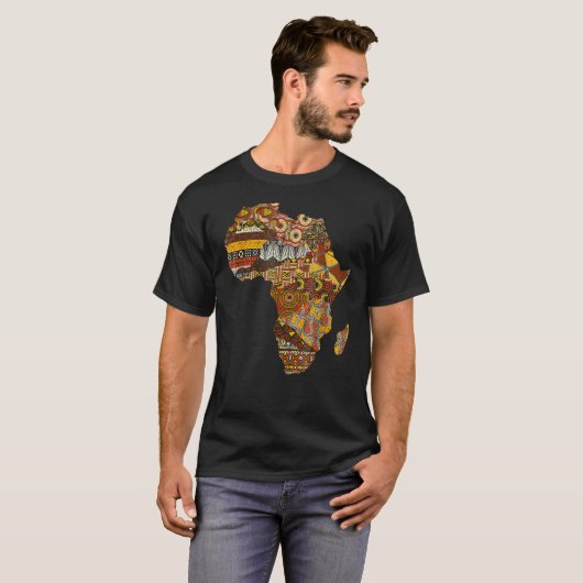 Africa Map Kente Cloth Black History Maand Afro Af T-shirt (Voorkant volledig)
