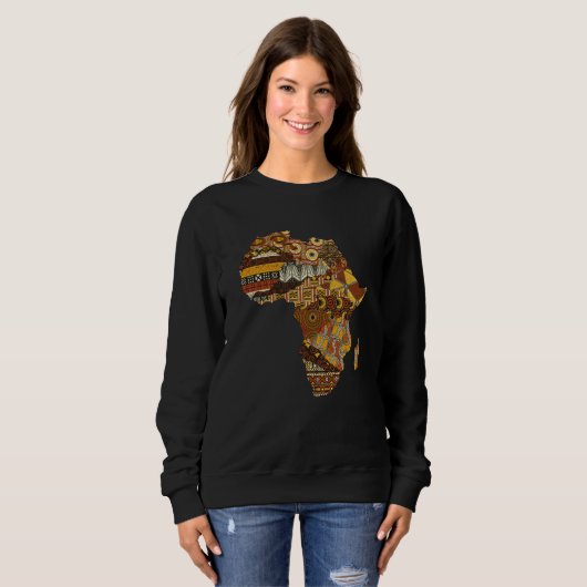 Africa Map Kente Cloth Black History Month Afro Af Trui (Voorkant volledig)
