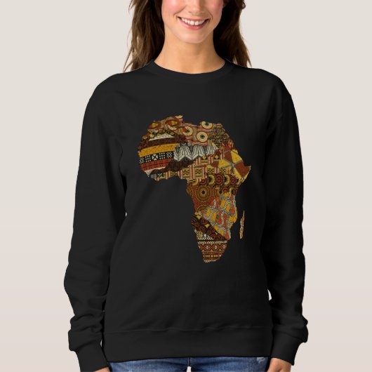 Africa Map Kente Cloth Black History Month Afro Af Trui (Voorkant)