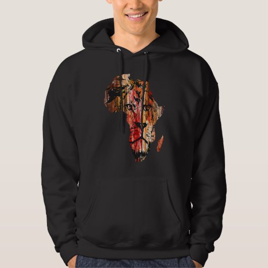 Africa Map Lion Head Face African Safari Wildlife  Hoodie (Voorkant)