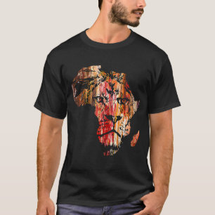 Africa Map Lion Head Face African Safari Wildlife T-shirt