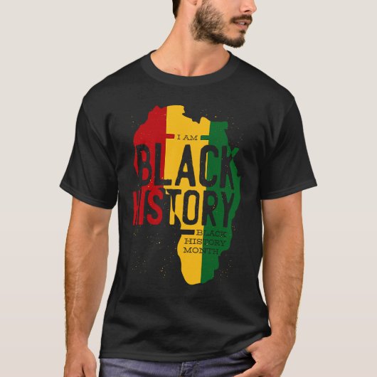 Africa Map Rastafari Style Quote BHM T-shirt (Voorkant)