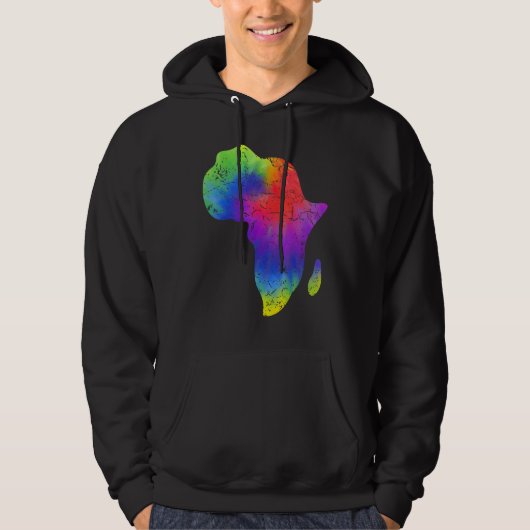 Africa Map Reggae Rasta Tie Dye Black African Amer Hoodie (Voorkant)