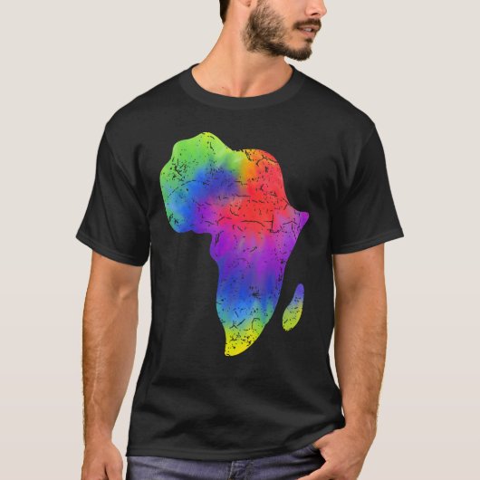 Africa Map Reggae Rasta Tie Dye Black African Amer T-shirt (Voorkant)