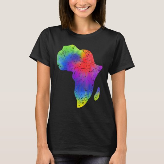 Africa Map Reggae Rasta Tie Dye Black African Amer T-shirt (Voorkant)