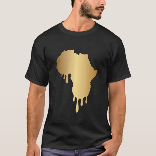 Africa Map Silhouette Gold T-shirt (Voorkant)