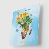 Africa Map Square Wall klok (Hoek)