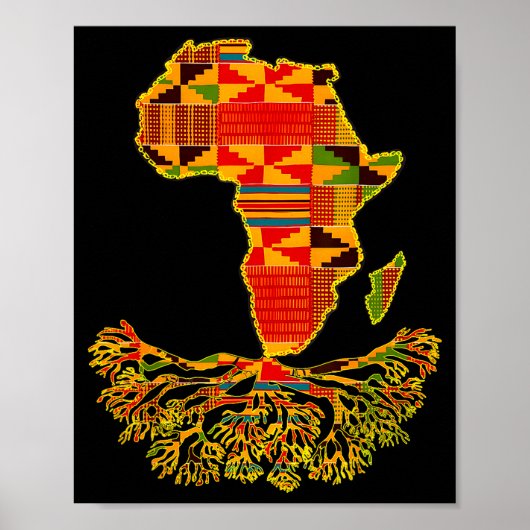 Africa Map Traditional Kente Cloth African Roots C Poster (Voorkant)