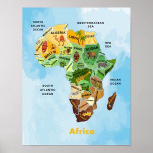 Africa Map waterverf artwork Poster