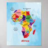 Africa Map waterverf artwork Poster (Voorkant)