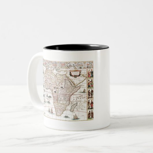 Africa nova descriptio (1690) van Willem Janszoon Tweekleurige Koffiemok (Voorkant links)