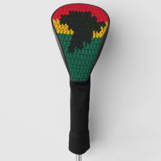 Africa Red Black Gold Green Designer Crochet Print Golfheadcover (Voorkant)