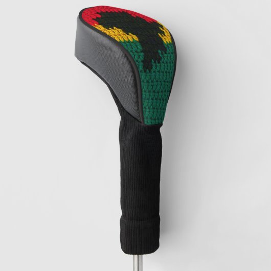 Africa Red Black Gold Green Designer Crochet Print Golfheadcover (Schuin)