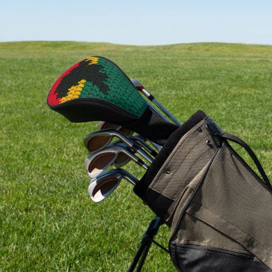 Africa Red Black Gold Green Designer Crochet Print Golfheadcover (Insitu)