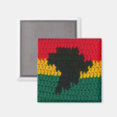Africa Red Gold Green Black Map Crochet Print op Magneet (Voorkant / Achterkant)