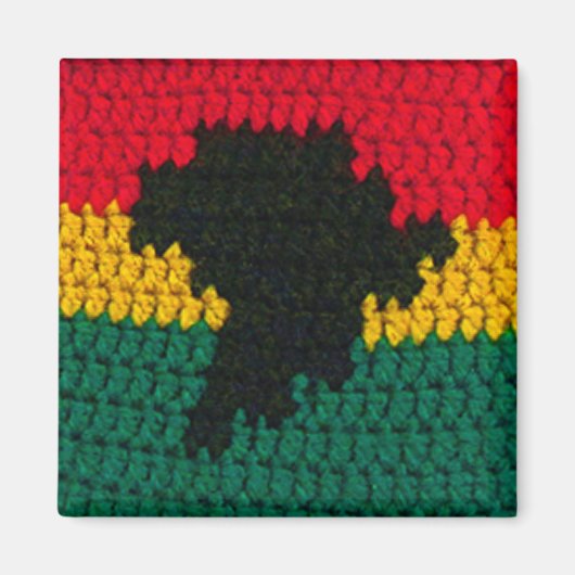 Africa Red Gold Green Black Map Crochet Print op Magneet (Voorkant)