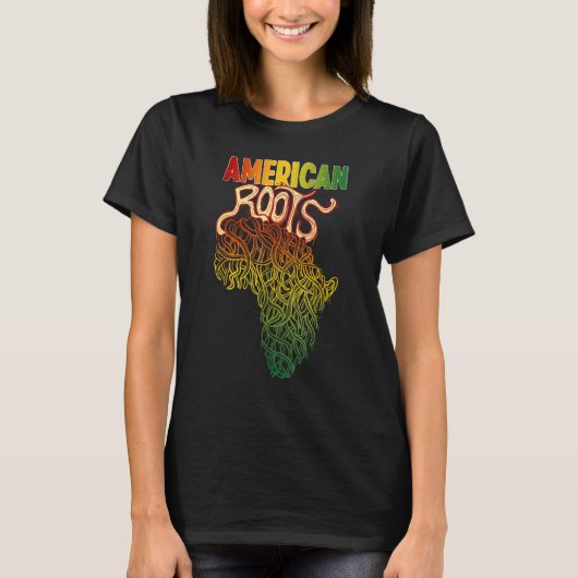 Africa Roots With African Expat Pan Africa Map Bla T-shirt (Voorkant)