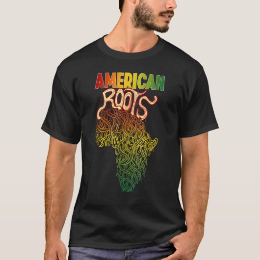 Africa Roots With African Expat Pan Africa Map Bla T-shirt (Voorkant)