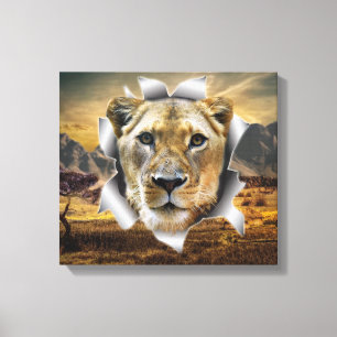Africa-Safari Lioness Wildlife-Art Canvas Afdruk