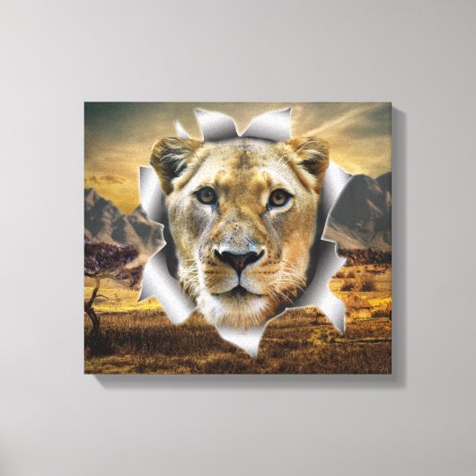 Africa-Safari Lioness Wildlife-Art Canvas Afdruk (Voorkant)