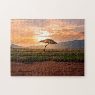 Africa Safari Savannah Desert Field Tree Sunset Legpuzzel