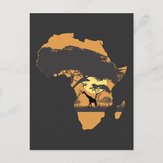 Africa Sunset Continent Safari Giraffe Briefkaart (Voorkant)