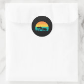 Africa Sunset with Elephant and Gnu Retro Ronde Sticker (Tas)