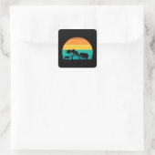Africa Sunset with Elephant and Gnu Retro Vierkante Sticker (Tas)