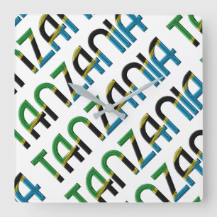 Africa Tanzania Flag Colors Typography Souvenir Vierkante Klok