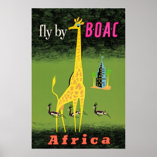 Africa Travel Poster African Art BOAC Print  (Voorkant)