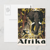 Africa Travel Poster, Afrikaanse olifant Briefkaart (Voorkant / Achterkant)