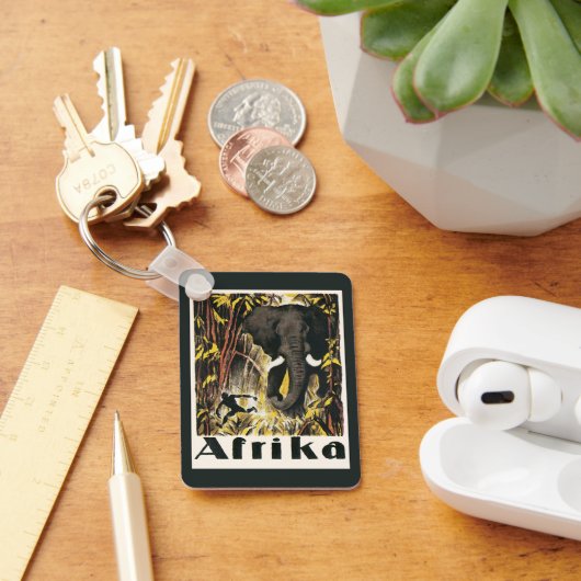  Africa Travel Poster, Afrikaanse olifant Sleutelhanger (Bureau)