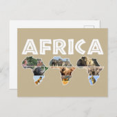 Africa Wildlife Continent Trio Collage Feestdagenkaart (Voorkant / Achterkant)