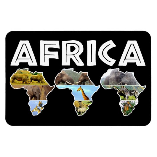 Africa Wildlife Continent Trio Collage Magnet Magneet (Horizontaal)