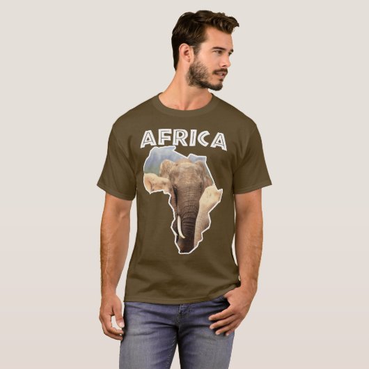 Africa Wildlife Map Elephant Family T-shirt (Voorkant volledig)