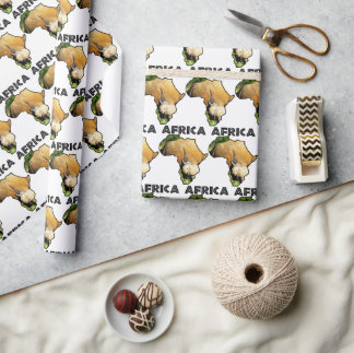 Africa Wildlife Map Zwarte Tekst Rhino Calf Cadeaupapier