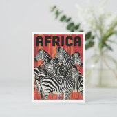 Africa Zebra Safari Vintage Art Briefkaart (Staand voorkant)