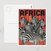 Africa Zebra Safari Vintage Art Briefkaart (Voorkant / Achterkant)